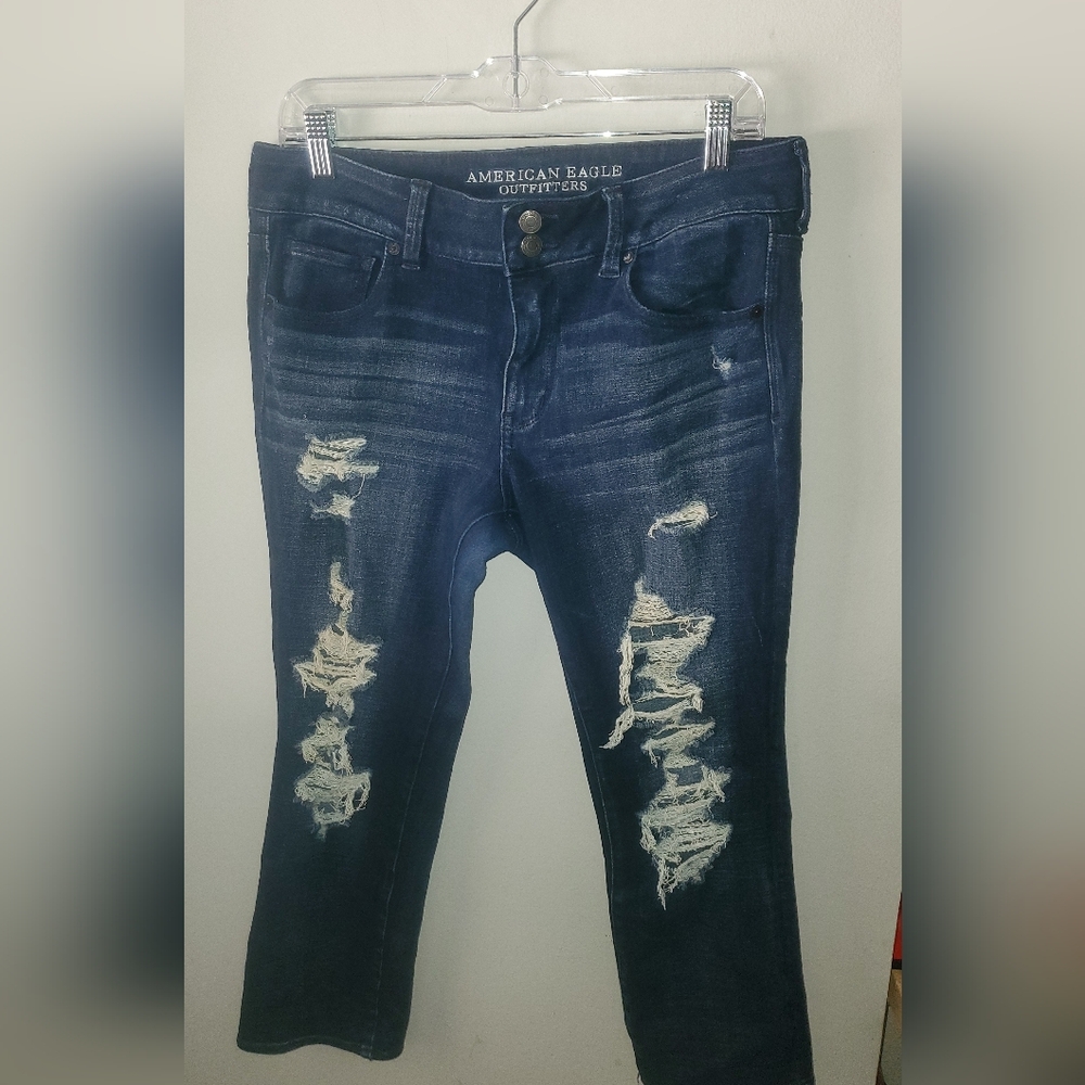 Women's Distressed Blue Jeans